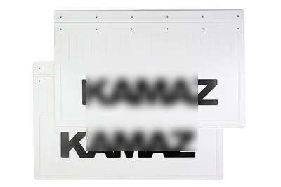 Брызговики задние на KAMAZ (белая резина с чёрной надписью) 600х370 мм Брызговики задние на KAMAZ (белая резина с чёрной надписью) 600х370 мм