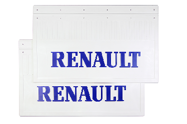 Брызговики белые задние RENAULT (с синей надписью) 585х365 мм Брызговики белые задние RENAULT (с синей надписью) 585х365 мм