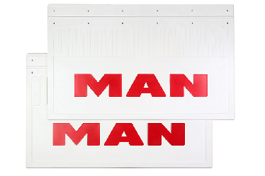Брызговики задние MAN (белая резина с красной надписью) 600х370
