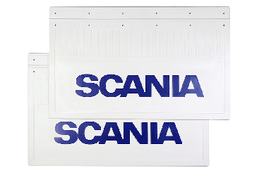 Брызговики задние (белая резина) SCANIA (c синей надписью) 585х365 мм Брызговики задние (белая резина) SCANIA (c синей надписью) 585х365 мм