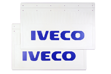 Брызговики задние IVECO (белая резина с синей надписью) 585х365 мм Брызговики задние IVECO (белая резина с синей надписью) 585х365 мм