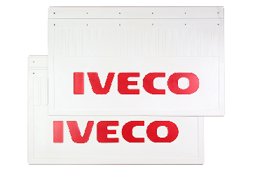 Брызговики (белая резина) задние IVECO (с красной надписью) 585х365 мм Брызговики (белая резина) задние IVECO (с красной надписью) 585х365 мм