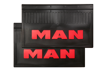 Брызговики задние MAN (LUX) с красной надписью 590х365 Брызговики задние MAN (LUX) с красной надписью 590х365