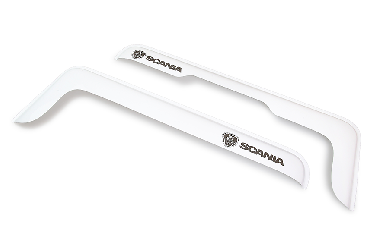 Дефлектор  SCANIA 4 серии (малый угол) с вырезом под бордюрник (белый)