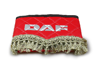 Ламбрекен лобового стекла и угол DAF эко-кожа (Красный с золотым) Ламбрекен лобового стекла и угол DAF эко-кожа (Красный с золотым)