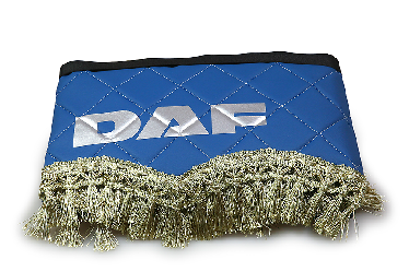 Ламбрекен лобового стекла и угол для DAF эко-кожа (Синий с золотой бахромой) Ламбрекен лобового стекла и угол для DAF эко-кожа (Синий с золотой бахромой)