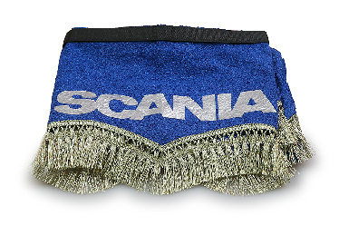 Ламбрекен лобового стекла и угол SCANIA материал (Синий с серебристой бахромой) Ламбрекен лобового стекла и угол SCANIA материал (Синий с серебристой бахромой)