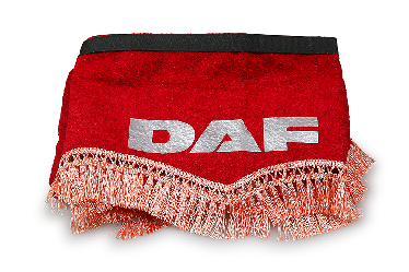 Ламбрекен лобового стекла и угол DAF материал (Красный с бежевым) Ламбрекен лобового стекла и угол DAF материал (Красный с бежевым)