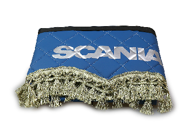 Ламбрекен лобового стекла и угол SCANIA эко-кожа (Синий с зелено-бежевым)