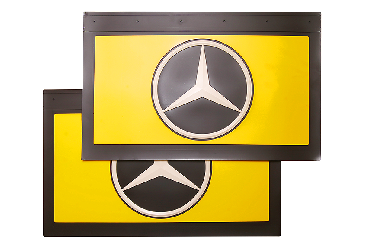 Брызговики на грузовик MERCEDES желтые с эмблемой 600*400 (комплект) Брызговики на грузовик MERCEDES желтые с эмблемой 600*400 (комплект)