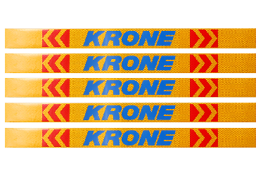 Наклейка Лента желтая светоотражающая KRONE (синяя надпись), 0,65 м (комплект из 4 шт.) Наклейка Лента желтая светоотражающая KRONE (синяя надпись), 0,65 м (комплект из 4 шт.)