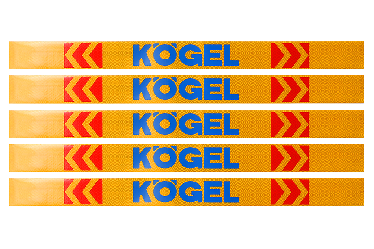 Наклейка Лента желтая светоотражающая KOGEL (синяя надпись), 0,65м (комплект из 4 шт.) Наклейка Лента желтая светоотражающая KOGEL (синяя надпись), 0,65м (комплект из 4 шт.)