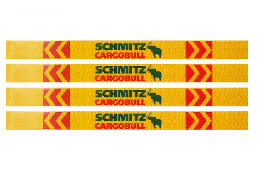 Наклейка Лента желтая светоотражающая SCHMITZ (с зеленой надписью), 0,65 м (комплект из 4 шт.)