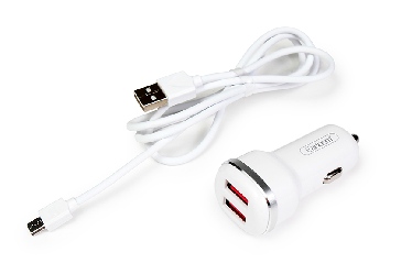 Зарядное устройство в прикуриватель на 2 USB порта с кабелем micro USB и с подсветкой, 12-24В, 2,1А Зарядное устройство в прикуриватель на 2 USB порта с кабелем micro USB и с подсветкой, 12-24В, 2,1А