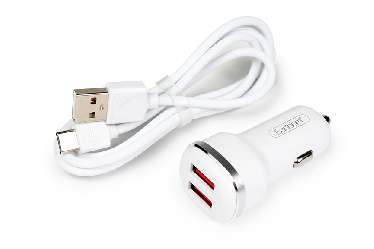 Зарядное устройство в прикуриватель на 2 USB порта с кабелем Type-C и с подсветкой, 12-24В, 2,1А Зарядное устройство в прикуриватель на 2 USB порта с кабелем Type-C и с подсветкой, 12-24В, 2,1А