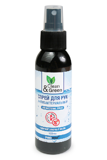 Антибактериальный спрей для рук Clean Green 100мл. Антибактериальный спрей для рук Clean Green 100мл.