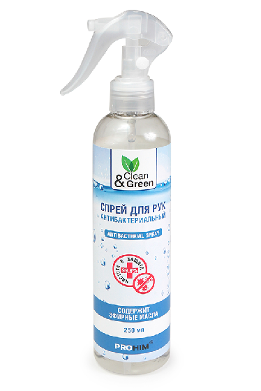 Антибактериальный спрей для рук Clean Green 250мл Антибактериальный спрей для рук Clean Green 250мл
