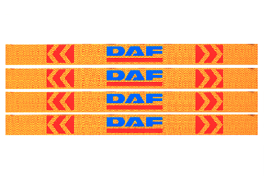 Наклейка лента желтая светоотражающая DAF (синяя надпись), 0,65 м (в комплекте 4 шт.)
