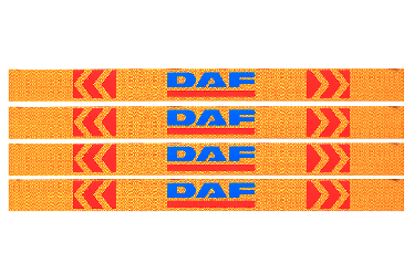 Наклейка лента желтая светоотражающая DAF (синяя надпись), 0,65 м (в комплекте 4 шт.) Наклейка лента желтая светоотражающая DAF (синяя надпись), 0,65 м (в комплекте 4 шт.)