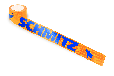 Наклейка Лента желтая светоотражающая SCHMITZ (синяя надпись) 6,5 м Наклейка Лента желтая светоотражающая SCHMITZ (синяя надпись) 6,5 м