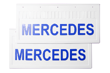 Брызговики задние (белая резина) MERCEDES 520*250 (с синей надписью) Брызговики задние (белая резина) MERCEDES 520*250 (с синей надписью)