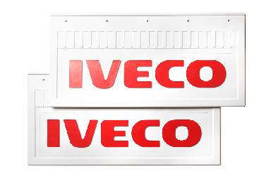 Брызговики (белая резина) задние IVECO 520*250 (с красной надписью) Брызговики (белая резина) задние IVECO 520*250 (с красной надписью)