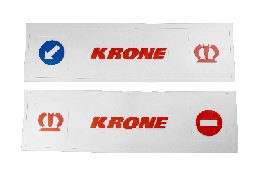 Брызговик длинномер из 2-х частей 1200*350 (белая резина) KRONE (стрелка корона )LUX (Красная надпись)