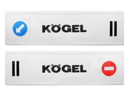 Брызговик длинномер из 2-х частей 1200*350 KOGEL (белая резина) LUX Черная надпись и стрелка Брызговик длинномер из 2-х частей 1200*350 KOGEL (белая резина) LUX Черная надпись и стрелка