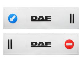 Брызговик длинномер из 2-х частей для DAF 1200*350 белая резина LUX (стрелка) Черная надпись Брызговик длинномер из 2-х частей для DAF 1200*350 белая резина LUX (стрелка) Черная надпись