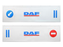 Брызговик длинномер DAF из 2-х частей 1200*350 белая резина LUX (кирпич-стрелка) Синяя надпись с красной полосой Брызговик длинномер DAF из 2-х частей 1200*350 белая резина LUX (кирпич-стрелка) Синяя надпись с красной полосой