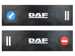 Брызговик длинномер DAF из 2-х частей 1200*350 черная резина LUX (Белая надпись и стрелка) Брызговик длинномер DAF из 2-х частей 1200*350 черная резина LUX (Белая надпись и стрелка)