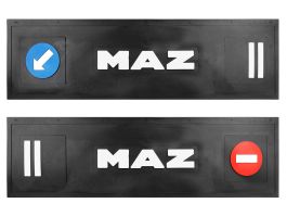 Брызговик длинномер из 2-х частей 1200*350 (черная резина) MAZ (стрелка) LUX (Белая надпись) Брызговик длинномер из 2-х частей 1200*350 (черная резина) MAZ (стрелка) LUX (Белая надпись)