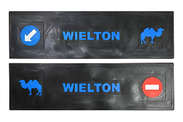 Брызговик длинномер из 2-х частей WIELTON 1200*350 черная резина (стрелка  верблюд) LUX (Синяя надпись)
