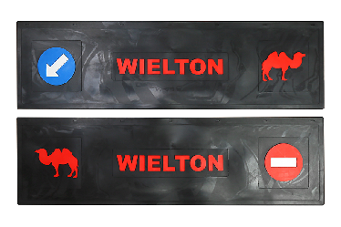 Брызговик длинномер из 2-х частей WIELTON 1200*350 черная резина (стрелка  верблюд) LUX (Красная надпись)