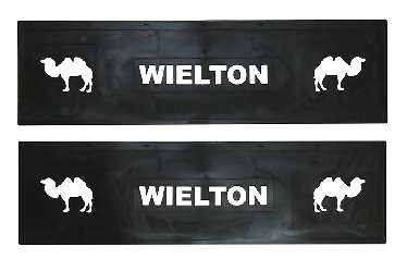 Брызговик длинномер из 2-х частей 1200*350 (черная резина) WIELTON   Верблюд LUX (Белая надпись)
