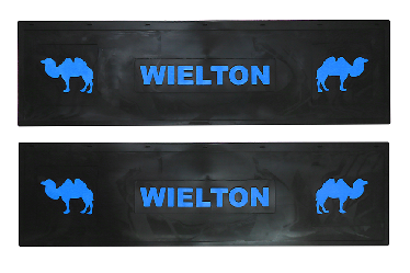 Брызговик длинномер из 2-х частей 1200*350 (черная резина) WIELTON   Верблюд LUX (Синяя надпись)