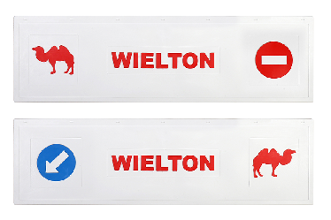 Брызговик длинномер из 2-х частей 1200*350 (белая резина) WIELTON (стрелка верблюд) LUX (Красная надпись)