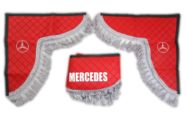 Ламбрекен лобового стекла и угол на грузовые MERCEDES эко-кожа (Красный с серым)