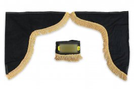 Ламбрекен лобового стекла и угол на авто российской марки (польская ткань) Черный с золотым