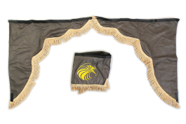 Ламбрекен лобового стекла и угол с рисунком Орел (польская ткань) Серый с золотым