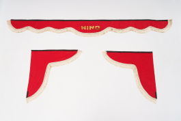 Ламбрекен лобового стекла и угол HINO (польская ткань) Красный с золотым