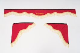 Ламбрекен лобового стекла и угол HOWO (польская ткань) Красный с золотым