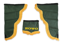 Ламбрекен лобового стекла и угол HOWO (польская ткань) Зеленый с золотым