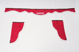Ламбрекен лобового стекла и угол IVECO (польская ткань) Красный с белым