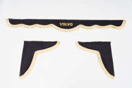 Ламбрекен лобового стекла и угол VOLVO (польская ткань) Черный с золотым
