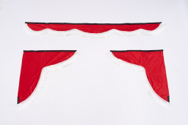 Ламбрекен лобового стекла и угол на грузовые и коммерческие автомобили отечественной марки (польская ткань) Красный с белым