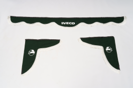 Ламбрекен лобового стекла и угол IVECO (Зеленый с белой бахромой)