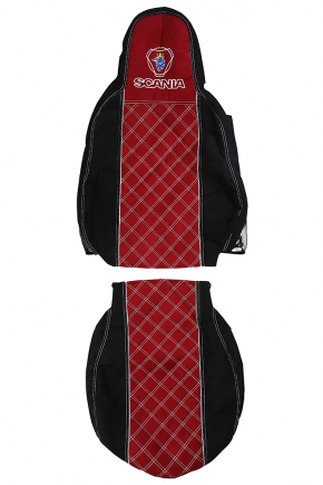 Чехол премиум SCANIA 6 (2 высоких сидения) от 2014г S23 (alicante   alicante) черный с красным Россия 70107