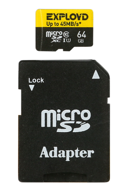Карта памяти Exployd 64GB microSDHC Class 10 UHS-1Elite (с адаптером SD 45MB/s) Карта памяти Exployd 64GB microSDHC Class 10 UHS-1Elite (с адаптером SD 45MB/s)