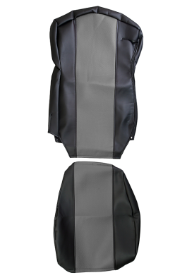 Чехлы сидений ЭКО КОЖА (серые) на грузовики NEO К5 с 2020г российской марки (2 ремня, 2 высоких сиденья)